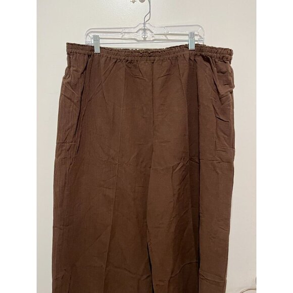 Soft Surroundings Brown Wide-Leg Elastic Waist Pants 100% Cotton Women's 3XP - Picture 2 of 9
